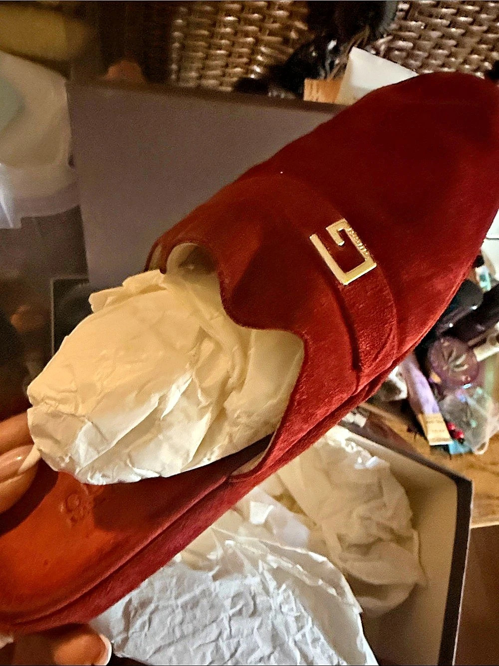 Gucci Velvet Slippers in Red